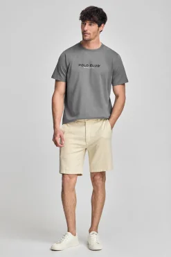 Polo Club T-Shirts*T-shirt gris à col ras du cou et logo caoutchouté Asphalte