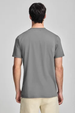Polo Club T-Shirts*T-shirt gris à col ras du cou et logo caoutchouté Asphalte
