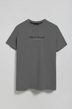 Polo Club T-Shirts*T-shirt gris à col ras du cou et logo caoutchouté Asphalte