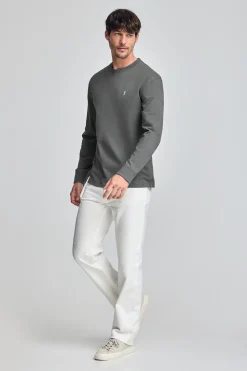 Polo Club T-Shirts*T-shirt gris à manches longues et brodé Rigby Go Asphalte