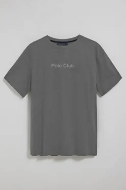 Polo Club T-Shirts*T-shirt gris à manches courtes et col ras du cou avec logo Asphalte