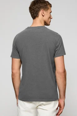 Polo Club T-Shirts*T-shirt gris bitume à col ras cou teint sur le tissu et logo caoutchouté Asphalte