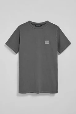 Polo Club T-Shirts*T-shirt gris bitume à col ras cou teint sur le tissu et logo caoutchouté Asphalte