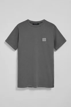 Polo Club T-Shirts*T-shirt gris bitume à col ras cou teint sur le tissu et logo caoutchouté Asphalte