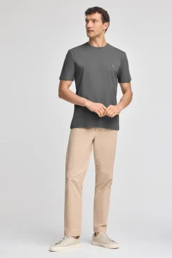 Polo Club T-Shirts*T-shirt gris bitume basique à col ras du cou et broderie Rigby Best Asphalte