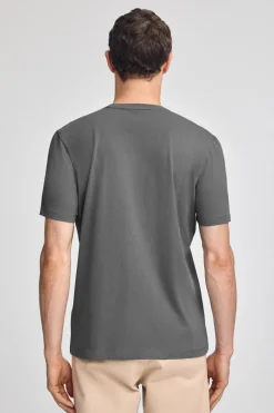 Polo Club T-Shirts*T-shirt gris bitume basique à col ras du cou et broderie Rigby Best Asphalte