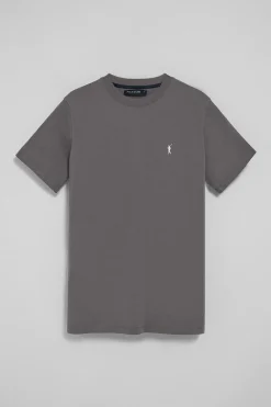 Polo Club T-Shirts*T-shirt gris chiné à col ras du cou et broderie Rigby Go Asphalte