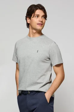 Polo Club T-Shirts*T-shirt gris chiné à col ras du cou et broderie Rigby Go Gris Vigore