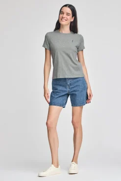 Polo Club T-Shirts*T-shirt gris chiné à col rond et broderie Rigby Go Gris Vigore