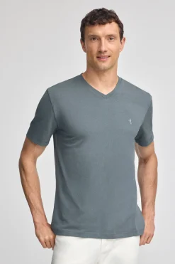 Polo Club T-Shirts*T-shirt à manches courtes et col en V avec broderie Rigby Best Gris Pierre