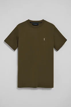 Polo Club T-Shirts*T-shirt kaki à col ras du cou et broderie Rigby Go Kaki foncée