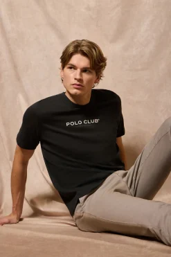 Polo Club T-Shirts*T-shirt à col ras cou et logo caoutchouté Noir