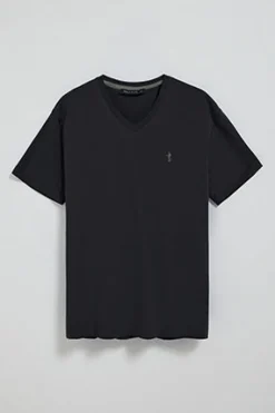 Polo Club T-Shirts*T-shirt à manches courtes et col en V avec broderie Rigby Best Noir