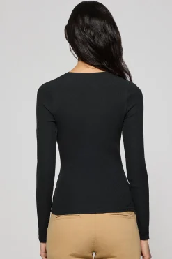 Polo Club T-Shirts*T-shirt Penelope avec bouton nacré Noir