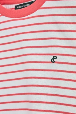 Polo Club T-Shirts*T-shirt rayé corail et beige avec monogramme brodé Coral