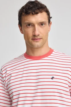 Polo Club T-Shirts*T-shirt rayé corail et beige avec monogramme brodé Coral