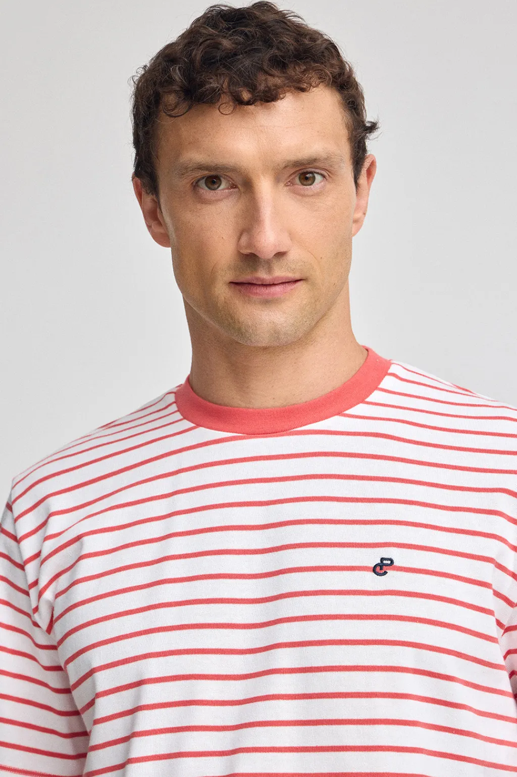 Polo Club T-Shirts*T-shirt rayé corail et beige avec monogramme brodé Coral