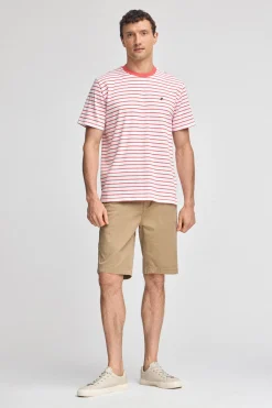 Polo Club T-Shirts*T-shirt rayé corail et beige avec monogramme brodé Coral