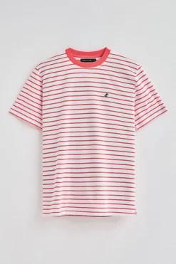 Polo Club T-Shirts*T-shirt rayé corail et beige avec monogramme brodé Coral