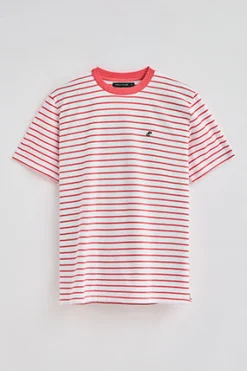 Polo Club T-Shirts*T-shirt rayé corail et beige avec monogramme brodé Coral