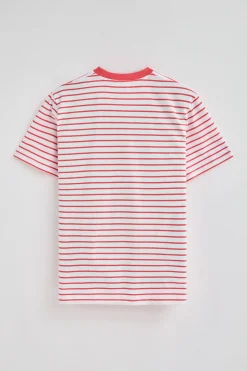 Polo Club T-Shirts*T-shirt rayé corail et beige avec monogramme brodé Coral