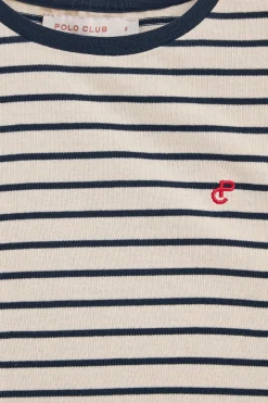 Polo Club T-Shirts*T-shirt rayé marine et beige avec monogramme brodé Bleu Marine