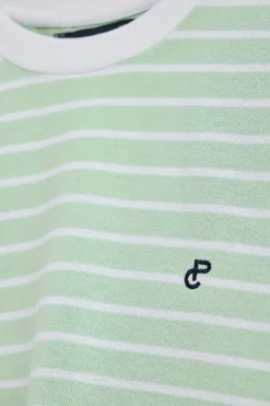Polo Club T-Shirts*T-shirt rayé et beige avec monogramme brodé Menthe