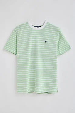 Polo Club T-Shirts*T-shirt rayé et beige avec monogramme brodé Menthe