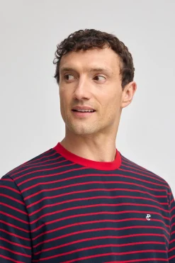 Polo Club T-Shirts*T-shirt rayé et bleu marine avec monogramme brodé Rouge