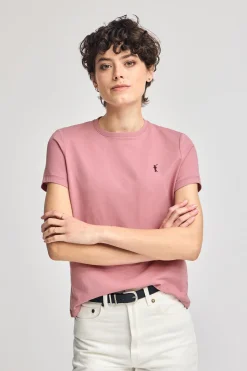 Polo Club T-Shirts*T-shirt rose pastel à col rond et broderie Rigby Go Rose poudré