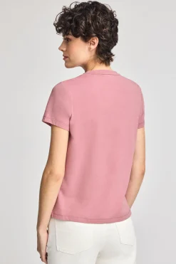 Polo Club T-Shirts*T-shirt rose pastel à col rond et broderie Rigby Go Rose poudré
