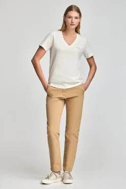 Polo Club T-Shirts*T-shirt Turia couleur crème à effet pêche bleu marine avec imprimé caoutchouté Beige