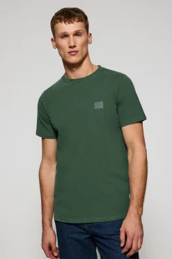 Polo Club T-Shirts*T-shirt vert à col ras cou teint sur le tissu et logo caoutchouté Vert chaud