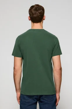 Polo Club T-Shirts*T-shirt vert à col ras cou teint sur le tissu et logo caoutchouté Vert chaud