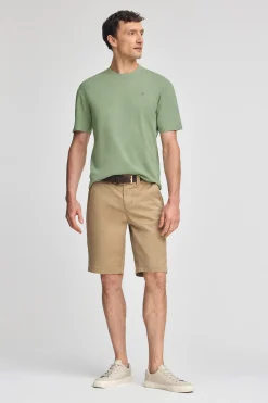 Polo Club T-Shirts*T-shirt en lin et coton à col en V avec monogramme brodé Vert jade