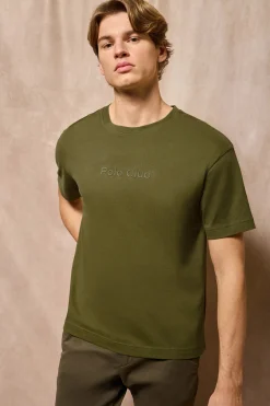 Polo Club T-Shirts*T-shirt vert à manches courtes et col ras du cou avec logo Kaki