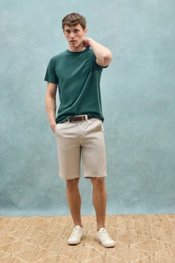 Polo Club T-Shirts*T-shirt vert émeraude garment dye avec détail Émeraude foncée