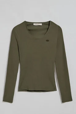 Polo Club T-Shirts*T-shirt Penelope avec bouton nacré Vert militaire
