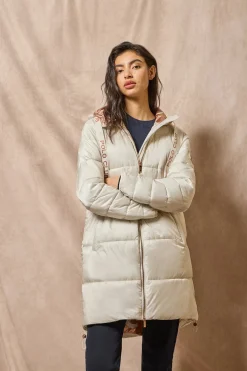 Polo Club Vestes*Veste gris perle et matelassée Rose à capuche fixe avec écusson Glace
