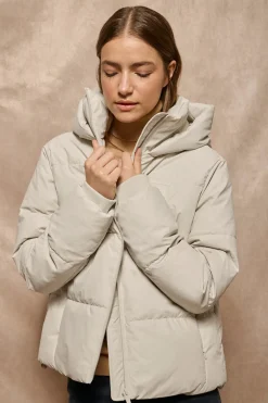 Polo Club Vestes*Veste matelassée gris Glacier avec capuche fixe et détails Gris clair