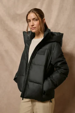 Polo Club Vestes*Veste matelassée e Glacier avec capuche fixe et détails Noir