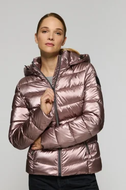 Polo Club Vestes*Veste à effet brillant Golden avec capuche amovible et détails Rose