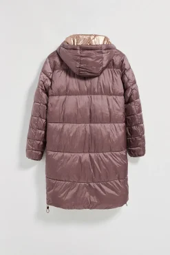 Polo Club Vestes*Veste longue et matelassée Rose à capuche fixe et détails Rose taupe