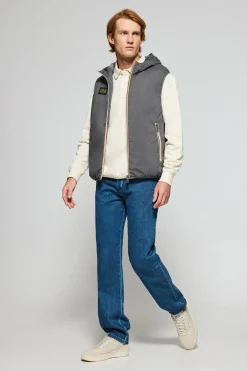 Polo Club Vestes*Veste sans manches grise légère avec capuche fixe et détails Gris Foncé