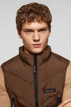 Polo Club Vestes*Veste sans manches marron matelassée à détails logo Brun
