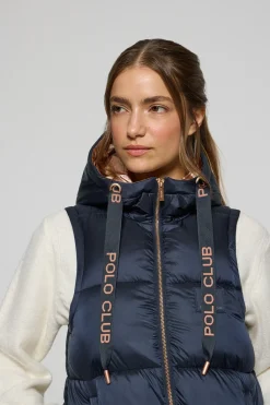 Polo Club Vestes*Veste sans manches matelassée Ice avec capuche fixe et détails Bleu Marine