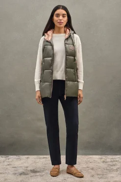Polo Club Vestes*Veste sans manches matelassée vert kaki avec logo Vert militaire