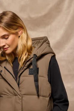 Polo Club Vestes*Veste sans manches Siena marron à capuche fixe et détails Brun