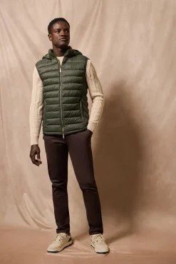 Polo Club Vestes*Veste sans manches ultralight verte Pau à capuche amovible et broderie PC Vert forêt