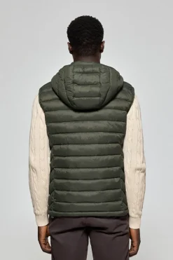 Polo Club Vestes*Veste sans manches ultralight verte Pau à capuche amovible et broderie PC Vert forêt
